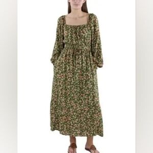 Lost + Wander Down to Earth Floral Dress Olive Floral SZ Large‎
